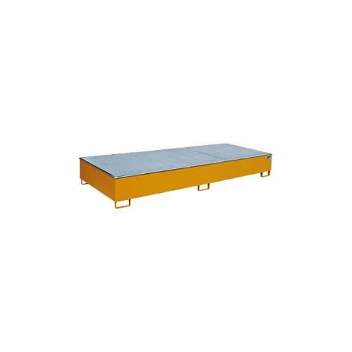 4052462052826 - Regalwanne RW-GR 3300-3 PE mit Gitterrost und PE-Einsatz B 3262 x T 1312 x H 383 mm bis 1000 l Stahl lackiert gelborange 4052462052826 - Regalwanne RW-GR 3300-3 PE mit Gitterrost und PE-Einsatz B 3262 x T 1312 x H 383 mm bis 1000 l Stahl lackiert gelborange