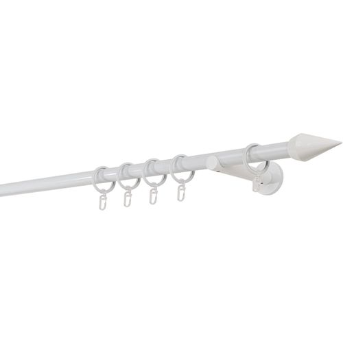 4066866121453 - Ondeco - Gardinenstange auf Maß 20mm Kegel 1-lauf Vorhangstange Wandträger 12cm Stilgarnitur mit Ringen für Vorhänge - Weiß - 160cm 4066866121453 - Ondeco - Gardinenstange auf Maß 20mm Kegel 1-lauf Vorhangstange Wandträger 12cm Stilgarnitur mit Ringen für Vorhänge - Weiß - 160cm