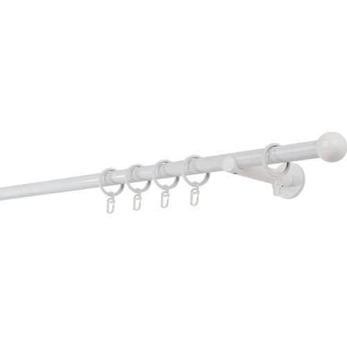 4066866115865 - Ondeco - Gardinenstange auf Maß 20mm Ball 1-lauf Vorhangstange Wandträger 12cm Stilgarnitur mit Ringen für Vorhänge - Weiß - 150cm 4066866115865 - Ondeco - Gardinenstange auf Maß 20mm Ball 1-lauf Vorhangstange Wandträger 12cm Stilgarnitur mit Ringen für Vorhänge - Weiß - 150cm