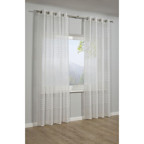 4040976252160 - Gardine SEHLBACH Schal 3-D Streifen Gr 1 weiß B140cm H245cm Polyester Gardinen mit Ösen 4040976252160 - Gardine SEHLBACH Schal 3-D Streifen Gr 1 weiß B140cm H245cm Polyester Gardinen mit Ösen