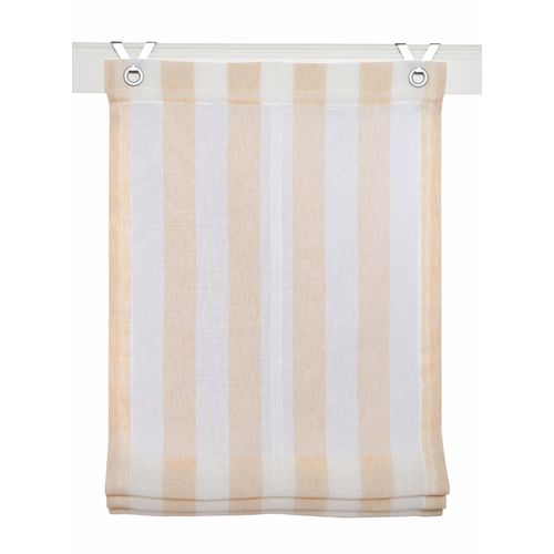 4016478105518 - Raffrollo KUTTI Bornholm Gr 3 beige (creme) B80cm H130cm Obermaterial 100% Polyester Raffrollos halbtransparent Polyester gewebt Streifen mit Edelstahlhaken 4016478105518 - Raffrollo KUTTI Bornholm Gr 3 beige (creme) B80cm H130cm Obermaterial 100% Polyester Raffrollos halbtransparent Polyester gewebt Streifen mit Edelstahlhaken