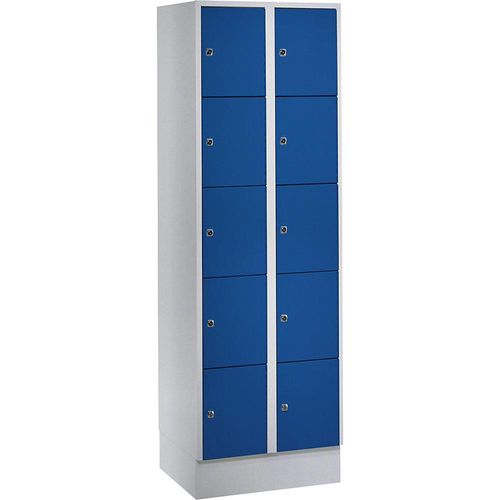 4250618209517 - 5er-Schließfachschrank München 2 Abteile lichtgrau enzianblau B 600 mm mit Bodensockel Wolf 4250618209517 - 5er-Schließfachschrank München 2 Abteile lichtgrau enzianblau B 600 mm mit Bodensockel Wolf