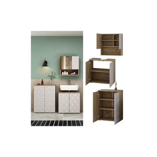 4066731276288 - Badmöbel-Set Badezimmer-Möbel Bad-Schrank Edge Eiche Weiß modern Badezimmerschrank Waschbeckenunterschrank Spiegelschrank Badezimmerkommode 4066731276288 - Badmöbel-Set Badezimmer-Möbel Bad-Schrank Edge Eiche Weiß modern Badezimmerschrank Waschbeckenunterschrank Spiegelschrank Badezimmerkommode