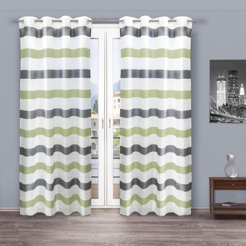 4015161117012 - Gardine DECOLIFE Liko Gr 1 grün (grau grün weiß) B135cm H245cm Wirkware Polyester Gardinen Ösenschal Liko grau-grün gestreift 4015161117012 - Gardine DECOLIFE Liko Gr 1 grün (grau grün weiß) B135cm H245cm Wirkware Polyester Gardinen Ösenschal Liko grau-grün gestreift