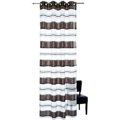 4015161089999 - Gardine DECOLIFE Anouk Gr 1 schwarz (anthrazit schoko weiß) B135cm H245cm Wirkware Polyester Gardinen Ösenschal mit farbigen Querstreifen 4015161089999 - Gardine DECOLIFE Anouk Gr 1 schwarz (anthrazit schoko weiß) B135cm H245cm Wirkware Polyester Gardinen Ösenschal mit farbigen Querstreifen