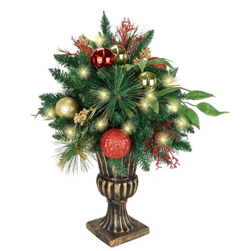 4019844718817 - Künstlicher Weihnachtsbaum IGEA Dekorierter Tannenbaum mit LED Licht im Pokal rot (rot gold) B50cm H75cm Kunststoff Weihnachtsbäume Dekoriert mit Christbaumkugeln Künstlicher Christbaum Weihnachtsdeko