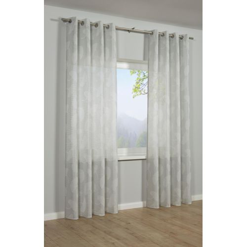 4040976252757 - Gardine SEHLBACH Schal in Jacquard-Webart Gingko-Blatt Gr 1 grau B140cm H245cm Polyester Gardinen mit Ösen 4040976252757 - Gardine SEHLBACH Schal in Jacquard-Webart Gingko-Blatt Gr 1 grau B140cm H245cm Polyester Gardinen mit Ösen