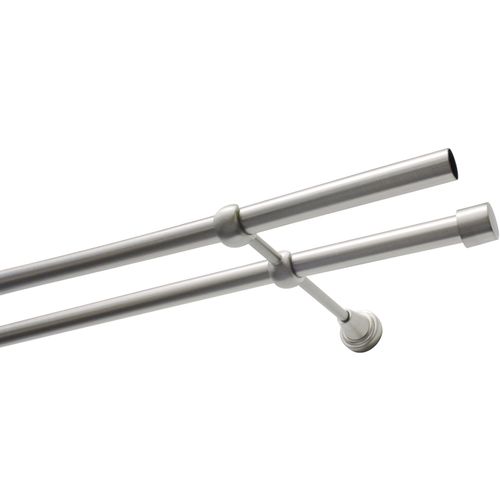 4003018326076 - Gardinenstange Set Metall Gr 2 silber (edelstahlfarben) L200cm Ø19mm Metall Gardinenstangen 2-Lauf 4003018326076 - Gardinenstange Set Metall Gr 2 silber (edelstahlfarben) L200cm Ø19mm Metall Gardinenstangen 2-Lauf