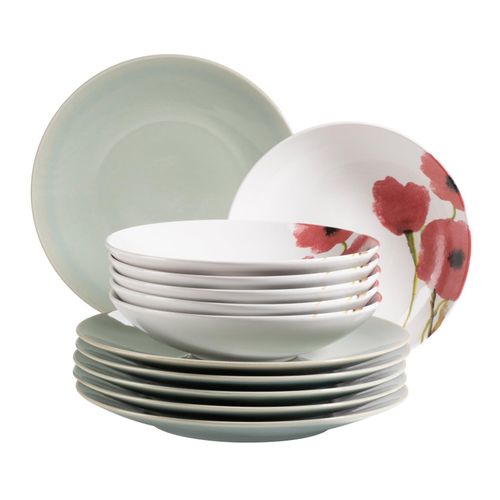 9001794844895 - Teller Set Keramik Ossia 12-tlg (Farbe Mint Weiß Rot) 9001794844895 - Teller Set Keramik Ossia 12-tlg (Farbe Mint Weiß Rot)
