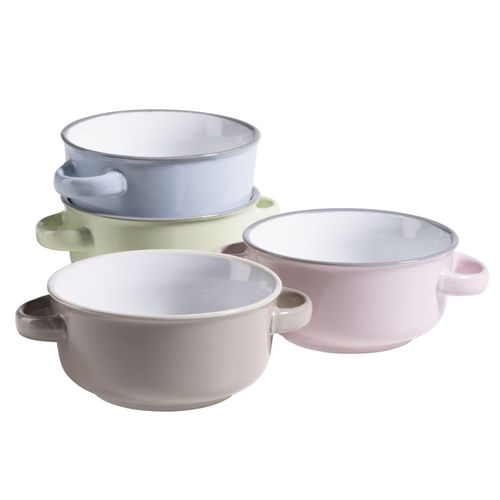 9001794785785 - Suppentassen-Set Steinzeug Maila 4 (Farbe Hellblau Hellgrün Rosa Grau)