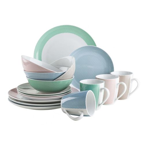 9001794911795 - Geschirr-Set Porzellan Kitchen Time II 16-tlg (Farbe Rosa Blau Grün Beige) 9001794911795 - Geschirr-Set Porzellan Kitchen Time II 16-tlg (Farbe Rosa Blau Grün Beige)
