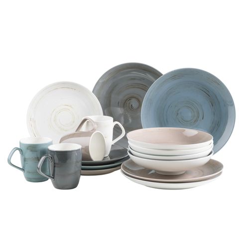9001794746496 - Derby Geschirr-Set Porzellan Blau Grau Beige Weiß 9001794746496 - Derby Geschirr-Set Porzellan Blau Grau Beige Weiß