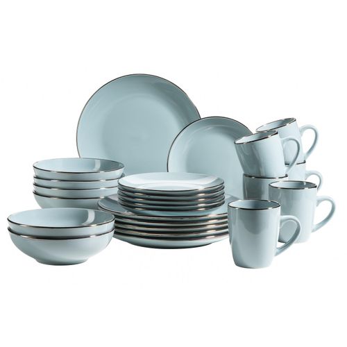 9001794790451 - Kombiservice MÄSER Geschirr-Set Service Metallic Rim Geschirr-Sets Gr 24 tlg blau messingfarben schimernden Umrandung 24 Teile für 6 Personen 9001794790451 - Kombiservice MÄSER Geschirr-Set Service Metallic Rim Geschirr-Sets Gr 24 tlg blau messingfarben schimernden Umrandung 24 Teile für 6 Personen