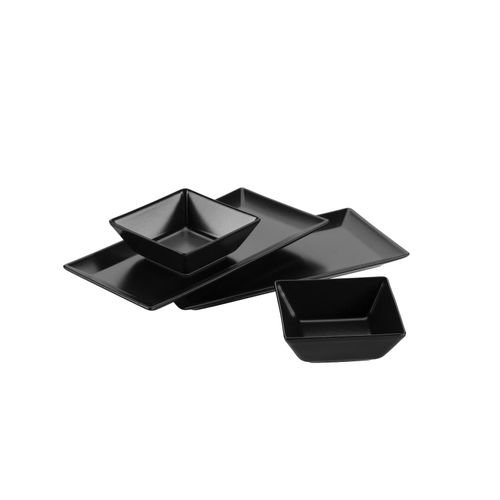 9001794697453 - Servier-Set Porzellan MANHATTAN CITY 4-teilig (Farbe Schwarz)