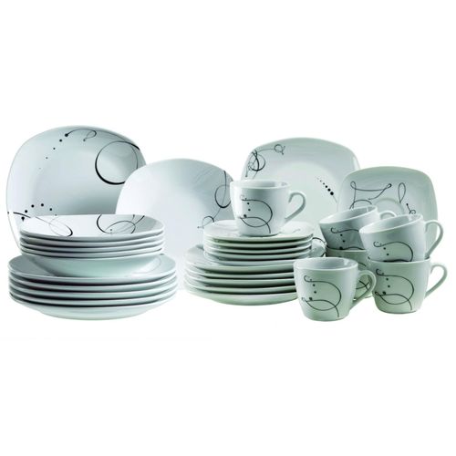 9001793963757 - Kombiservice MÄSER Geschirr-Set Service Chanson Geschirr-Sets Gr 30 tlg schwarz-weiß (weiß schwarz) fantasievolles Dekor 30 Teile für 6 Personen 9001793963757 - Kombiservice MÄSER Geschirr-Set Service Chanson Geschirr-Sets Gr 30 tlg schwarz-weiß (weiß schwarz) fantasievolles Dekor 30 Teile für 6 Personen