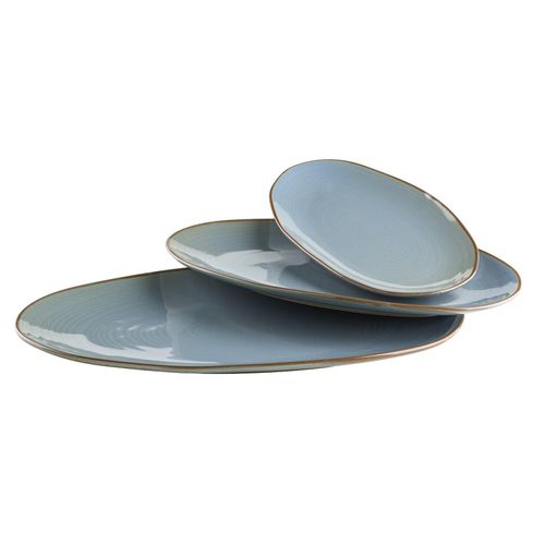 9001794916219 - Servierplatten-Set Keramik Nottingham 3-teilig (Farbe Blau)
