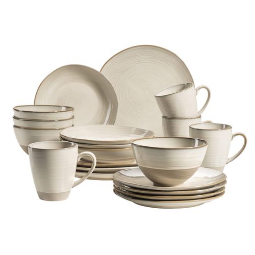 9001794733687 - Kombiservice MÄSER Geschirr-Set Service Nottingham Geschirr-Sets Gr 20 tlg beige spiralförmiges Linienspiel 20 Teile für 4 Personen
