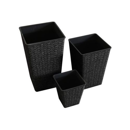 4036812129703 - Kynast Pflanztopf 3er Set eckig 20 35 45 cm Polyrattan schwarzbraun wetterfest