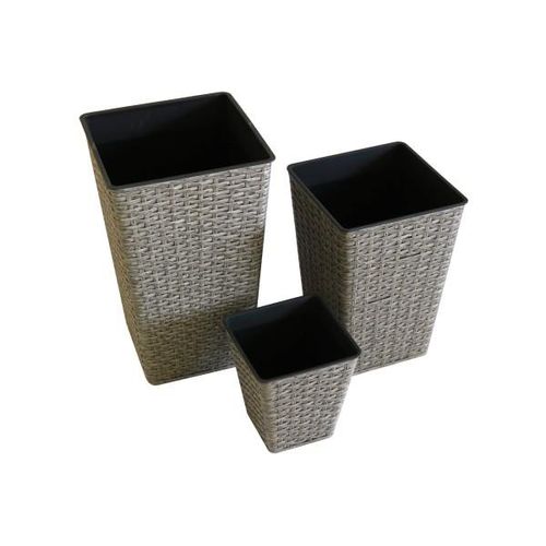 4052304262215 - Kynast Pflanztopf 3er Set eckig 20 35 45 cm Polyrattan grau wetterfest