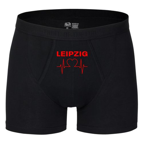 4068859112554 - multifanshop Herren Boxer Short - Leipzig - Herzschlag - Druck rot - Unterwäsche