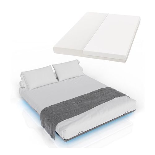 4262437184241 - Metallbett Palamos 180x200 cm mit Matratze Lattenrost & LED - Schwebebett Bett - Schwarz