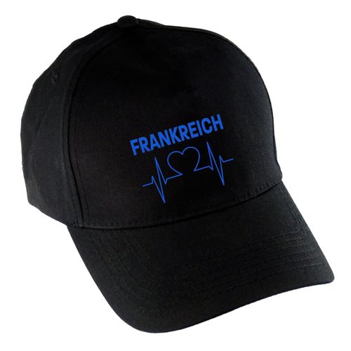 4068859311650 - multifanshop Baseballcap - Frankreich - Herzschlag - Druck blau - Mütze