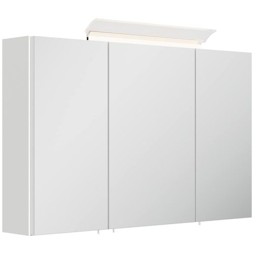 4251982674369 - Spiegelschrank 100cm inkl Design LED-Lampe und Glasböden weiss hochglanz