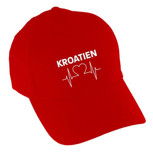 4068859471446 - multifanshop Baseballcap - Kroatien - Herzschlag - Druck weiß - Mütze