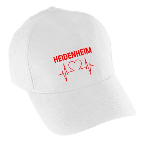 4068859109196 - multifanshop Baseballcap - Heidenheim - Herzschlag - Druck rot - Mütze