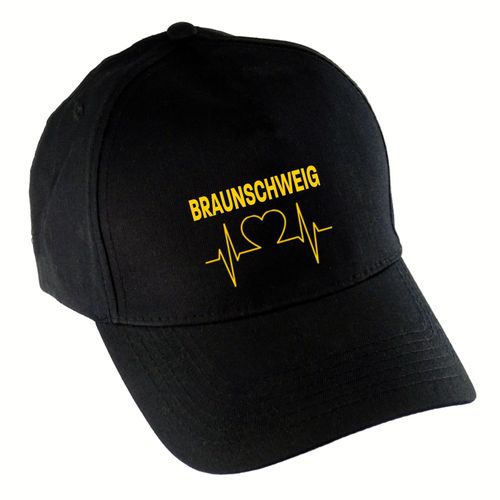 4068859201418 - multifanshop Baseballcap - Braunschweig - Herzschlag - Druck gelb - Mütze