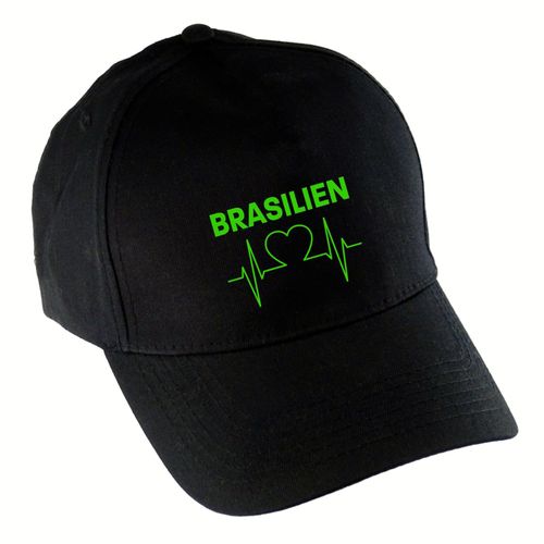 4068859290016 - multifanshop Baseballcap - Brasilien - Herzschlag - Druck gelb - Mütze