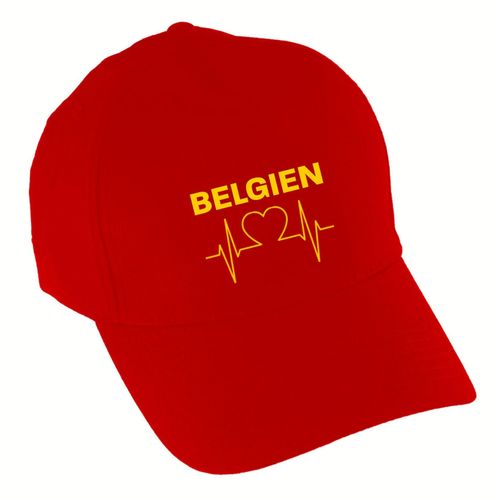 4068859291297 - multifanshop Baseballcap - Belgien - Herzschlag - Druck gelb - Mütze