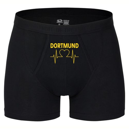 4068859187989 - multifanshop® Herren Boxer Short - Dortmund - Herzschlag - Druck gelb - Unterwäsche