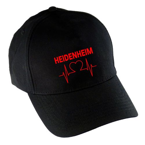 4068859109189 - multifanshop Baseballcap - Heidenheim - Herzschlag - Druck rot - Mütze