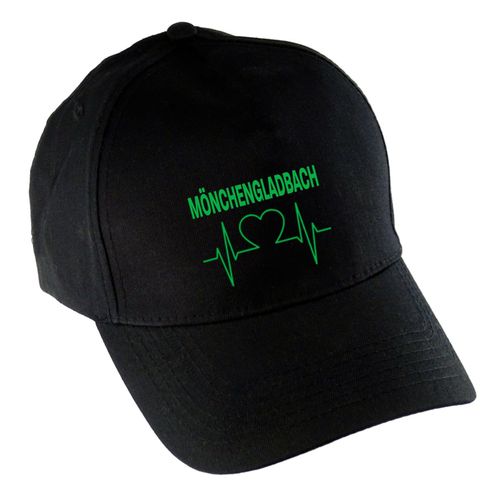 4068859174200 - multifanshop Baseballcap - Mönchengladbach - Herzschlag - Druck grün - Mütze