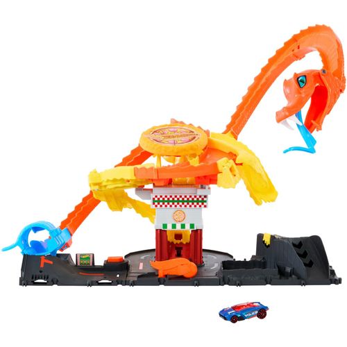 0194735195121 - Hot Wheels Rennbahn City Pizza-Kobra-Angriff-Spielset mit Spielzeugauto im Maßstab 164 0194735195121 - Hot Wheels Rennbahn City Pizza-Kobra-Angriff-Spielset mit Spielzeugauto im Maßstab 164