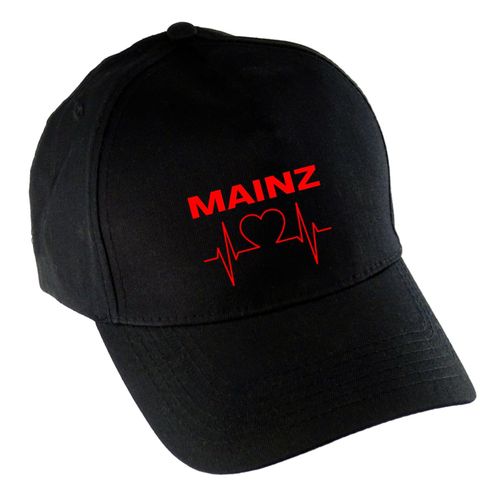 4068859114886 - multifanshop Baseballcap - Mainz - Herzschlag - Druck rot - Mütze