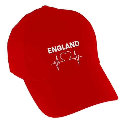 4068859226961 - multifanshop Baseballcap - England - Herzschlag - Druck weiß - Mütze