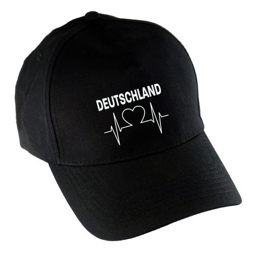 4068859266202 - multifanshop Baseballcap - Deutschland - Herzschlag - Druck weiß - Mütze