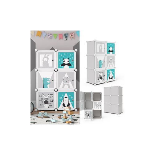 4251421939998 - VICCO Kleiderschrank ANDY Kinder Regal DIY modular 6 Fächer Kleiderstange Steckregal