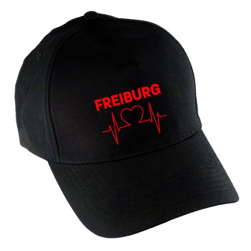 4068859108045 - multifanshop Baseballcap - Freiburg - Herzschlag - Druck rot - Mütze
