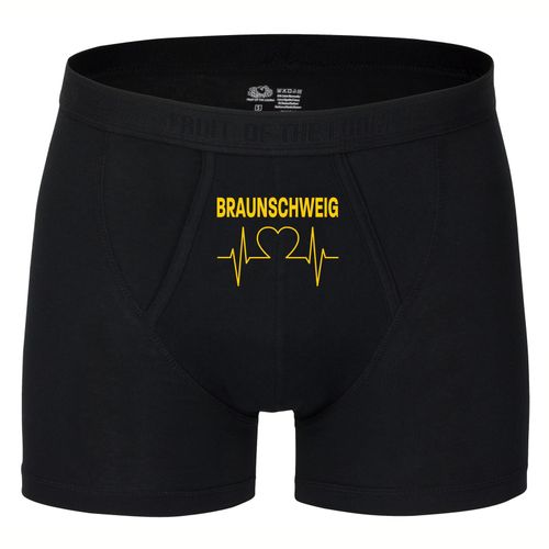 4068859201333 - multifanshop Herren Boxer Short - Braunschweig - Herzschlag - Druck gelb - Unterwäsche