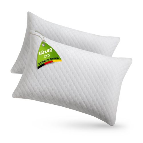 4262437182032 - Kissen 40x60 cm für Bett - 2er Set Kopfkissen mit Memory-Foam Füllung anpassbar - Weiß 4262437182032 - Kissen 40x60 cm für Bett - 2er Set Kopfkissen mit Memory-Foam Füllung anpassbar - Weiß