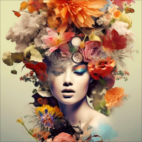 4019449518614 - Glasbild FLOWERS ON HER HEAD