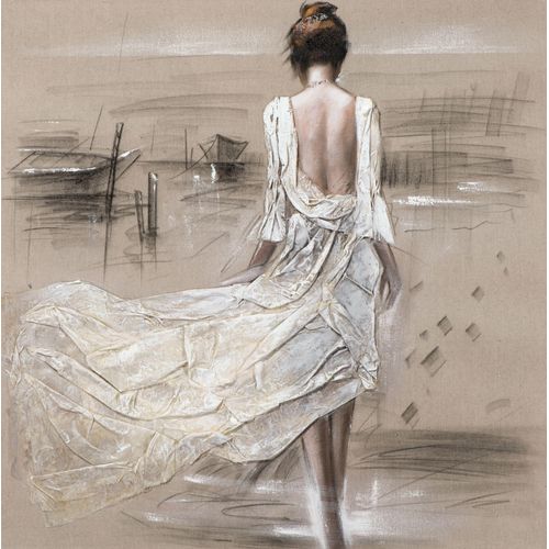 4050743036015 - Gemälde DAME AM HAFEN (LB 100x100 cm) LB 100x100 cm bunt Bild Kunstdruck Wandbild 4050743036015 - Gemälde DAME AM HAFEN (LB 100x100 cm) LB 100x100 cm bunt Bild Kunstdruck Wandbild