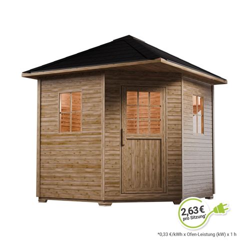 4260565526124 - Gartensauna Eldur mit 8 kW Ofen Beleuchtung & Zubehör – Saunahaus aus Fichtenholz – Außensauna für 4 Personen – Outdoor Sauna 200x200x256 cm 4260565526124 - Gartensauna Eldur mit 8 kW Ofen Beleuchtung & Zubehör – Saunahaus aus Fichtenholz – Außensauna für 4 Personen – Outdoor Sauna 200x200x256 cm