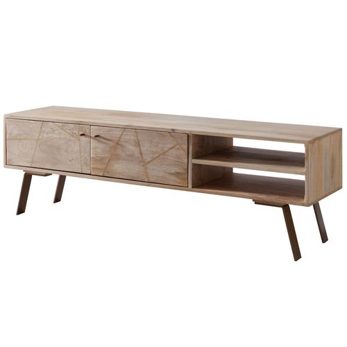 4251745766577 - TV Lowboard Garda im Landhaus-Stil für Fernseher bis 55 Zoll Massivholz Mango und Metall 145x47x35 cm 4251745766577 - TV Lowboard Garda im Landhaus-Stil für Fernseher bis 55 Zoll Massivholz Mango und Metall 145x47x35 cm