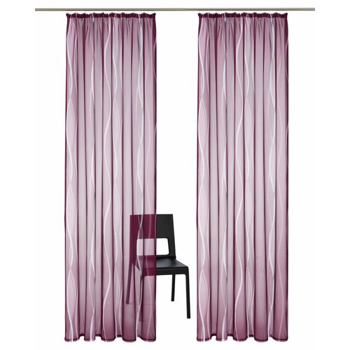 6920192990566 - Gardine MY HOME Dimona Gardinen Gr 175 cm Kräuselband 140 cm lila (beere) Kräuselband Gardine 2er-Set transparent Voile Polyester