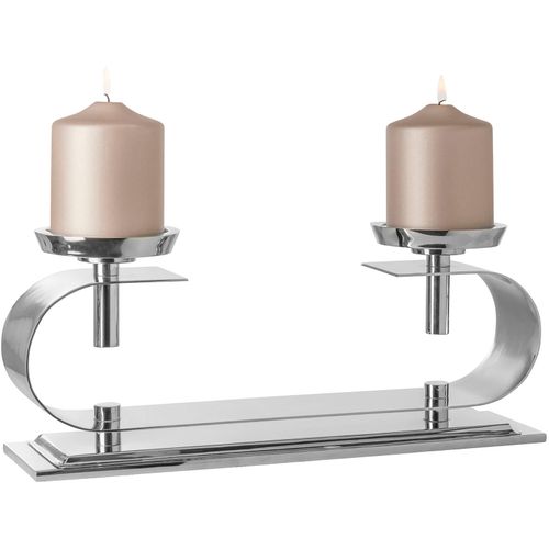 4042911452208 - Kerzenleuchter FINK TWINSON silber (silberfarben) Kerzenhalter B H T 39cm x 155cm x 10cm Aluminium Edelstahl Stumpenkerzenhalter 2-flammig vernickelt B39cm H155cm T10cm 4042911452208 - Kerzenleuchter FINK TWINSON silber (silberfarben) Kerzenhalter B H T 39cm x 155cm x 10cm Aluminium Edelstahl Stumpenkerzenhalter 2-flammig vernickelt B39cm H155cm T10cm