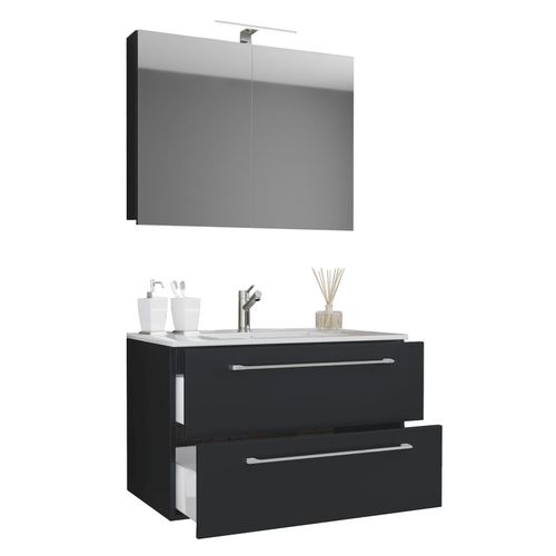 4051814375125 - 3-tlg Set 1 Waschtisch mit zwei Schubladen 1 Spiegelschrank 1 Waschbecken Keramik Waschbecken Waschplatz Badmöbel Set – Badinos 4051814375125 - 3-tlg Set 1 Waschtisch mit zwei Schubladen 1 Spiegelschrank 1 Waschbecken Keramik Waschbecken Waschplatz Badmöbel Set – Badinos